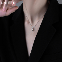 钛钢银色小砖块吊坠项链男潮嘻哈简约小众设计轻奢女配饰搭配衣服送女朋友老婆情人节七夕生日礼物