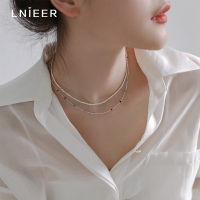 韩国IU同款925纯银碎银子项链女夏轻奢小众设计彩珠锁骨链叠戴款送女朋友老婆情人节七夕生日礼物