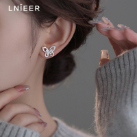 幻影蝴蝶耳钉仙子满钻镂空锆石小耳钉精致细节感法式优雅百搭耳环送女朋友老婆情人节七夕生日礼物