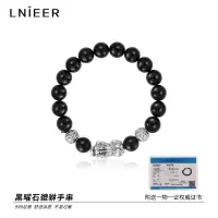 999纯银貔貅手链男士潮酷黑曜石手串2025年新款父亲节礼物送爸爸