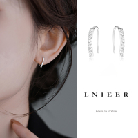 999纯银一字钻石耳钉女养耳洞耳环2025新款ins风小众高级感耳饰品送女朋友老婆情人节七夕生日礼物