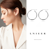 925纯银素圈耳圈耳钉女耳骨钉2025新款潮耳环耳饰小众设计感耳扣送女朋友老婆情人节七夕生日礼物