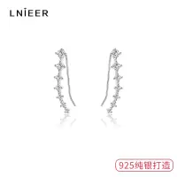 s925纯银锆石耳环女耳钩网红气质长款流苏耳饰2025新款潮耳钉耳坠