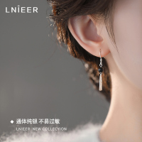 S925纯银天然黑玛瑙耳环女新中式国风耳饰小众高级设计感耳坠礼物送女朋友老婆情人节七夕生日礼物