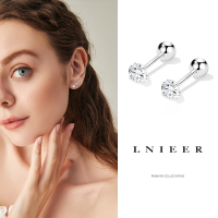 防掉999纯银钻石耳钉女螺丝拧扣养耳洞耳骨钉免摘耳棒小耳环耳饰送女朋友老婆情人节七夕生日礼物