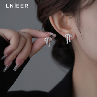 S925纯银蕾丝蝴蝶结耳钉女设计甜美可爱耳环通体纯银精致小巧耳饰送女朋友老婆情人节七夕生日礼物