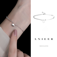 925纯银豆豆字母Lucky吊牌手链女轻奢小众转运手串冷淡风时尚首饰送女朋友老婆情人节七夕生日礼物