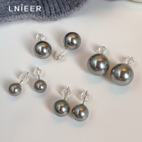 999纯银针施家灰色珍珠耳钉女真多麻轻奢高级感气质耳环复古耳饰送女朋友老婆情人节七夕生日礼物