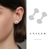 925纯银超闪双头满钻球耳骨钉女2025新潮气质百搭款螺丝拧扣耳饰送女朋友老婆情人节七夕生日礼物