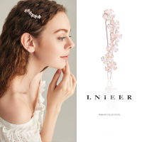 珍珠桃花发夹边夹少女ins韩式森系甜美仙女百搭气质刘海夹子头饰送女朋友老婆情人节七夕生日礼物