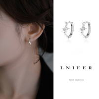 925纯银十字双星星耳圈女小众设计感简约耳扣高级感气质百搭耳饰送女朋友老婆情人节七夕生日礼物