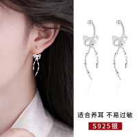 925纯银丝带蝴蝶结耳环女螺丝拧扣养耳洞耳钉甜美耳坠高级感耳饰送女朋友老婆情人节七夕生日礼物