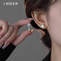 999纯银天然海蓝宝圆珠耳钉女轻奢小众养耳洞耳环螺丝拧扣耳饰送女朋友老婆情人节七夕生日礼物