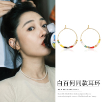 白百何同款彩色串珠耳环女小众设计高级感耳圈2025年新款轻奢耳饰送女朋友老婆情人节七夕生日礼物
