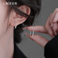 925纯银闪钻素圈耳环女养耳洞耳圈洗睡免摘耳钉2025新款气质耳饰送女朋友老婆情人节七夕生日礼物