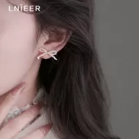 S925纯银针蝴蝶结耳钉女甜美可爱珍珠耳环耳饰精致小众耳饰潮送女朋友老婆情人节七夕生日礼物