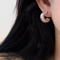 耳钉女个性设计感螺纹半圆欧美大气轻奢小众高级感百搭耳环耳饰送女朋友老婆情人节七夕生日礼物