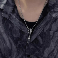 六岩柱美拉德风吊坠项链男潮百搭潮流小众高级设计感款毛衣链配饰送女朋友老婆情人节七夕生日礼物