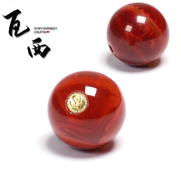 保真瓦西火焰纹南红玛瑙镶嵌24K金大圆珠散珠隔顶珠手串菩提配饰送女朋友老婆情人节七夕生日礼物