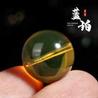 保真墨西哥3A净水蓝珀琥珀圆珠散珠珠子手链手串男女佛珠文玩配饰送女朋友老婆情人节七夕生日礼物