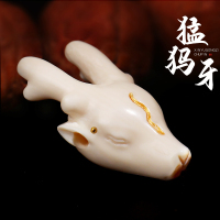 猛犸象牙精工雕刻鹿头三通隔珠散珠佛珠吊坠挂坠星月金刚菩提配饰送女朋友老婆情人节七夕生日礼物