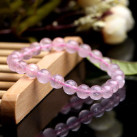 天然粉水晶手链女芙蓉粉晶单圈唯美精致大方甜美手串直径6-14毫米送女朋友老婆情人节七夕生日礼物