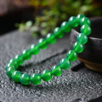 天然绿玛瑙手链情侣优雅单圈手串水晶礼品饰品弹力绳串制6-12毫米送女朋友老婆情人节七夕生日礼物