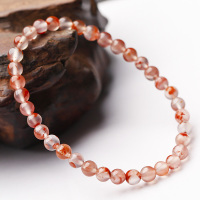 天然冰飘南红玛瑙手链女半宝石水晶甜美手串唯美精致小颗4.5毫米送女朋友老婆情人节七夕生日礼物