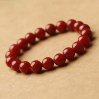 天然南红色半宝石水晶手链情侣甜美圆珠商务礼品手串唯美精致送女朋友老婆情人节七夕生日礼物