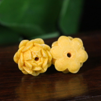 厂家批发雄黄砂朱砂莲花配件散珠DIY手串佛珠念珠配饰黄色小配珠送女朋友老婆情人节七夕生日礼物