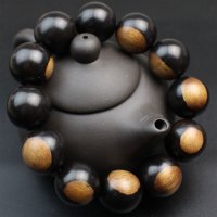厂家直销东非紫光檀木阴阳木沉水黑檀佛珠手串乌木男款手链特惠价送女朋友老婆情人节七夕生日礼物