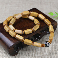 绿檀手串手链双圈黄料长方形珠长方体男女情侣手饰品文玩木串佛珠送女朋友老婆情人节七夕生日礼物