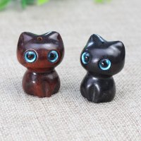 厂家直销可爱猫咪檀木男女国潮风DIY包挂件个性创意汽车钥匙挂饰送女朋友老婆情人节七夕生日礼物