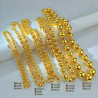 金店同款越南沙金项链空心薄壁光珠圆珠佛珠项链超粗霸气男士项链送女朋友老婆情人节七夕生日礼物