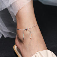 纯银脚链复古森系银饰个性饰品韩版简约蛇骨链蝴蝶结脚饰脚踝链送女朋友老婆情人节七夕生日礼物