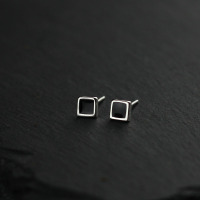 925纯银耳钉女防过敏养耳洞百搭耳环纯银耳饰几何形状黑玛瑙耳钉送女朋友老婆情人节七夕生日礼物