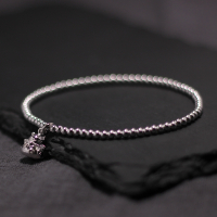 原创设计纯银脚链复古森系银饰个性简约手工编织银本色性感招财猫送女朋友老婆情人节七夕生日礼物