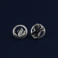 古风做旧925纯银耳钉简约气质复古银饰耳环不过敏耳饰古典荷花送女朋友老婆情人节七夕生日礼物