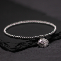 原创设计纯银脚链复古森系银饰个性饰品韩版学生简约银珠百福锁送女朋友老婆情人节七夕生日礼物