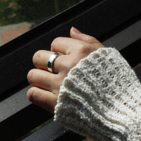 时尚精致戒指女纯银开口可调节银饰简约个性男士单戒粗款99足银送女朋友老婆情人节七夕生日礼物