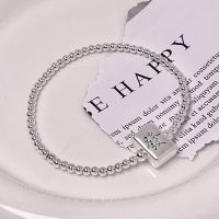 原创银饰银珠手串925纯银复古圆珠简约个性饰品发财麻将手链手环送女朋友老婆情人节七夕生日礼物