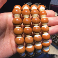 苏工橄榄核手串正圆镶嵌象牙果圆珠素珠手链铁核油核橄榄胡雕文玩送女朋友老婆情人节七夕生日礼物