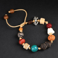 天然多宝菩提手串沉香木金刚骆驼骨玛瑙文玩手链原创手搓编绳男女送女朋友老婆情人节七夕生日礼物