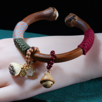 新品国风复古鸡血藤手镯菩提金刚流苏手镯手串民族风手工编织粗藤送女朋友老婆情人节七夕生日礼物