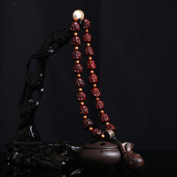 老料小叶紫檀雕刻四面佛貔貅佛珠手串手提珠车挂印度小叶文玩佛珠送女朋友老婆情人节七夕生日礼物