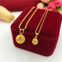 新款仿金水波链镀金镂空绣球吊坠越南沙金转运珠项链女久不掉色送女朋友老婆情人节七夕生日礼物