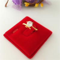 新款仿越南沙金锆石戒指指环 欧币24k铜镀金仿真红宝石开口戒指女送女朋友老婆情人节七夕生日礼物