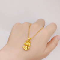 金店同款实心磨砂3D小天使宝宝吊坠女 镀金假黄金锁骨链沙金项链送女朋友老婆情人节七夕生日礼物
