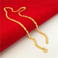 新款日韩沙金女士项链 24K镀金厚金四叶草小鱼项链仿黄金殴币饰品送女朋友老婆情人节七夕生日礼物