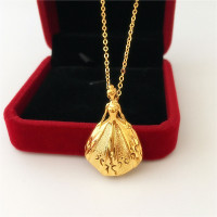 2020新款仿沙金女士项链 镀K金公主女孩吊坠细项链仿黄金殴币饰品送女朋友老婆情人节七夕生日礼物